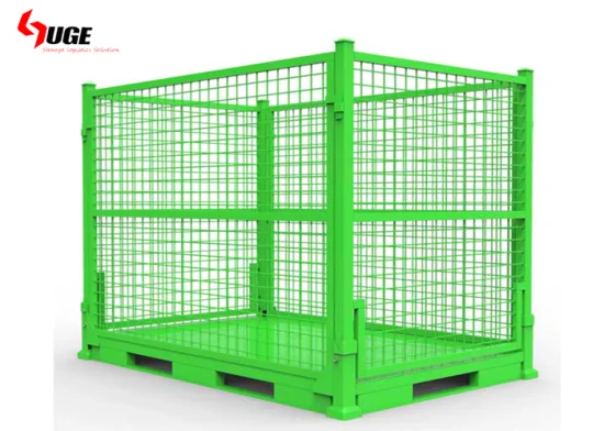 Collapsible Storage Steel Wire Mesh Container Stackable Metal Box Pallet